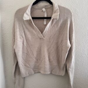 Lululemon Athletica Cream V-Neck Sweater